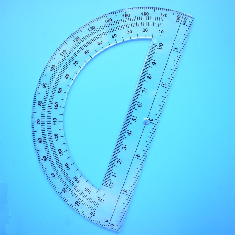 Lelines Leline's Plastic Protractor 180 Degree, 6-Inch Construction Protractor, Clear Math Protractors, Pack of 2 - Image 3